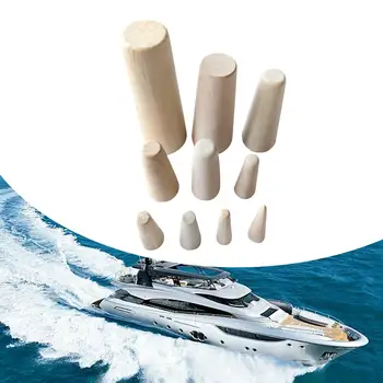 10шт аварийных деревянных пробок для лодки, Ассорти Простых 7 Различных размеров, сквозная Сливная пробка для корпуса, Деревянные заглушки для морской яхты