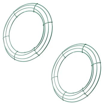 14-дюймовая проволочная рамка для венка, металлические кольца круглой формы для изготовления венков, зеленые для Рождественской вечеринки, украшения для дома, сделай сам, Упаковка из 2