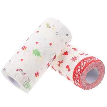 2 рулона Рождественской промокательной бумаги, Одноразовые полотенца для рук, Жиронепроницаемые обертки от печенья.