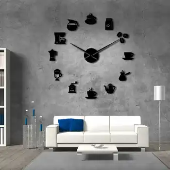 2021 Новое Акриловое Зеркало Diy Настенные Часы Наклейка 3D Настенные Наклейки Большие Инструменты Для Кафе Кварцевые Часы Для Поднятия Тяжестей Современный Дизайн
