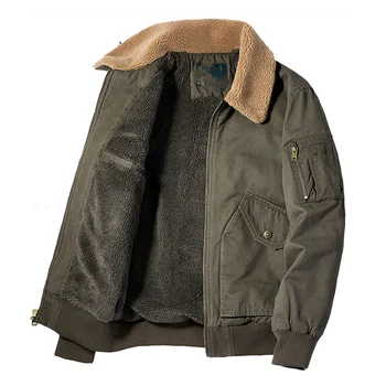 2023 Зимняя мужская куртка-бомбер, повседневная мужская верхняя одежда, флисовый меховой воротник, теплые пальто, Модные военные куртки в стиле ретро, мужская одежда