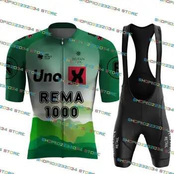 2023 Комплект из зеленой велосипедной майки UnoX Conjunto Completo, одежда для шоссейных велосипедов, Платье-Майо, костюм, Велосипедная рубашка