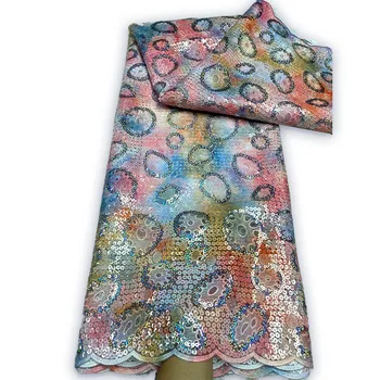 2023 Мода Высококачественная Африканская кружевная Ткань Французский Тюль Чистая Кружевная ткань С вышивкой блестками Кружевная ткань Нигерийское платье HY883