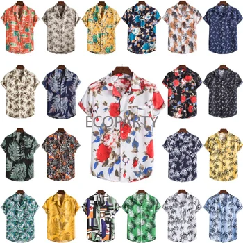 2023 Новая Летняя Гавайская Модная Рубашка С Цветочным Геометрическим Принтом, Мужская Дизайнерская Одежда, Уличная Одежда, Пляжные Винтажные Рубашки С Карманами