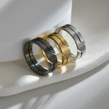 2023 Новое Модное простое кольцо для пары из нержавеющей стали для мужчин и женщин, Повседневные кольца на палец, Подарок на Годовщину Помолвки, Ювелирное кольцо
