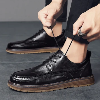2023 Новые мужские классические кожаные туфли, деловые модельные туфли, универсальная повседневная обувь, амортизирующая обувь, износостойкая A231