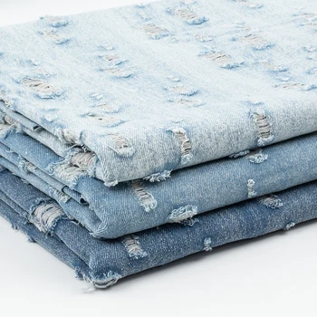 3 Цвета потертой выстиранной джинсовой ткани из чистого хлопка толщиной для пошива брюк, куртки, багажа, юбки, ткани Дизайнерская ткань 150x50 см