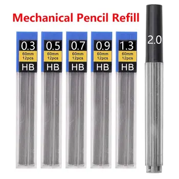 6 Коробок 0.3/0.5/0.7/0.9/1.3/2.0 Автоматическая заправка карандашей мм, Черный Стираемый механический грифель для карандашей, замена графита