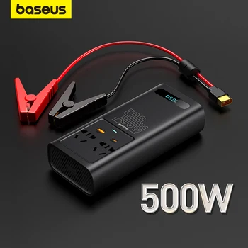 Baseus 500 Вт Автомобильный Инвертор Постоянного Тока 12 В в Переменный 220 В Цифровой Дисплей Автоматический Инвертор Питания USB Type C Быстрое Зарядное Устройство Для Автомобильного Адаптера Питания