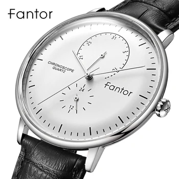 Fantor Лидирующий бренд, роскошные повседневные часы, мужская деловая одежда, классические наручные часы, мужские кварцевые водонепроницаемые часы с кожаным ремешком, часы
