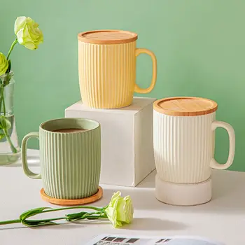Ins Креативная керамическая чашка с крышкой, кружка кремового цвета, пара чашек для воды, домашние кофейные чашки