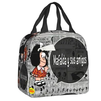Kawaii Мультфильм Mafalda, Изолированная сумка для ланча для женщин, Аниме, Портативный кулер, Термальная коробка для Бенто, Школьная