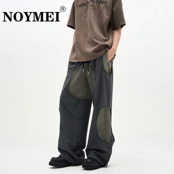 NOYMEI Европейская ниша, Уличный лоскутный дизайн, Отражающий легкие брюки, Мужские модные прямые брюки в винтажном стиле, Шикарные WA1757