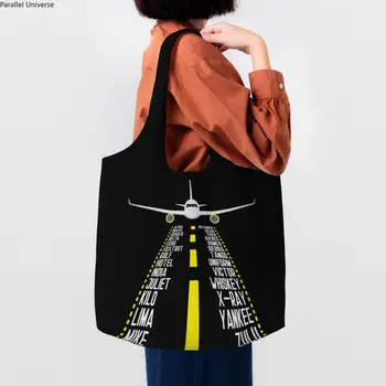 Pilot Alphabet, Авиационный самолет, подарочная сумка для покупок, Многоразовый самолет, Авиатор, холщовая сумка для покупок, сумка для покупок
