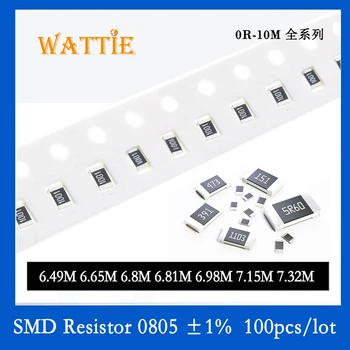 SMD резистор 0805 1% 6,49 М 6,65 М 6,8 М 6,81 М 6,98 М 7,15 М 7,32 М 100 шт./лот микросхемные резисторы 1/8 Вт 2,0 мм * 1,2 мм