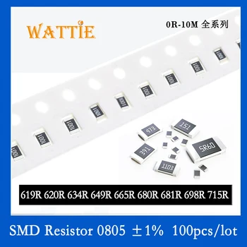 SMD резистор 0805 1% 619R 620R 634R 649R 665R 680R 681R 698R 715R 100 шт./лот микросхемные резисторы 1/8 Вт 2.0 мм * 1.2 мм