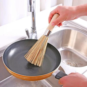 Бамбуковая щетка для кастрюль с длинной ручкой, щетка для чистки вока, щетка для мытья посуды, кухонный инструмент для домашнего ресторана