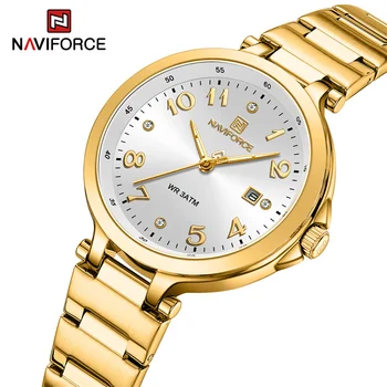 Бренд NAVIFORCE 2023 Модные новые женские роскошные часы Популярные повседневные водонепроницаемые кварцевые наручные часы Montre Femme из нержавеющей стали
