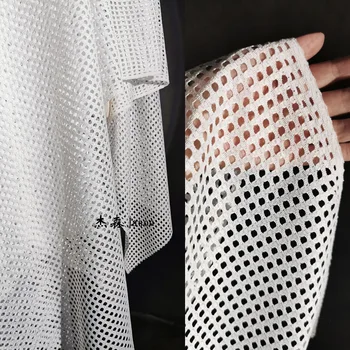 Геометрическая сетка, сетчатая пряжа, неправильная текстура, Выдолбленная Перспективная кружевная сетчатая ткань, Дизайнерская ткань для одежды Alibaba Express