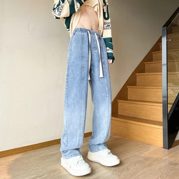 Дизайн мужских джинсовых брюк, высококачественные Уютные Универсальные Студенческие Повседневные Корейские модные джинсовые брюки Ulzzang, большие размеры E132