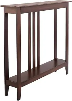 Домашний акцент в прихожей или консольный столик под старину, глубиной 7 дюймов, идеально подходит для небольших помещений, темно-коричневый