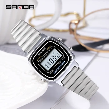 Женские часы SANDA, роскошные модные студенческие светодиодные цифровые часы для мальчиков и девочек, секундомер, спортивные наручные часы, женские часы Relógio feminino