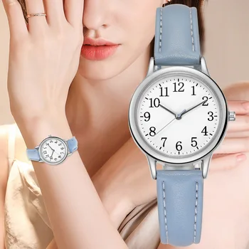 Женские часы с маленьким циферблатом, простые модные женские часы, Тонкий кожаный ремень, кварцевые женские наручные часы, женские часы Reloj Mujer
