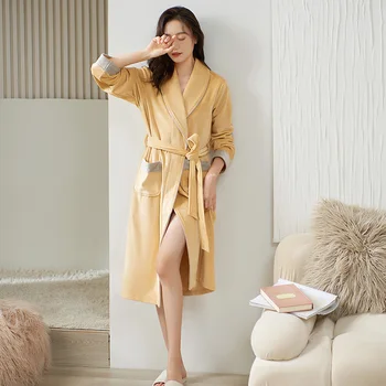 Женский плюшевый халат с V-образным вырезом, халат с поясом, халат, цельная пижама для дома на осень и зиму