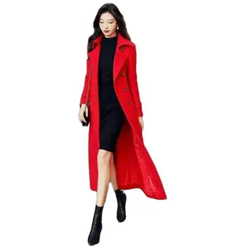 Зимнее новое шерстяное пальто 2023, женское утолщенное тонкое длинное пальто выше колена, женская модная однобортная верхняя одежда Joker