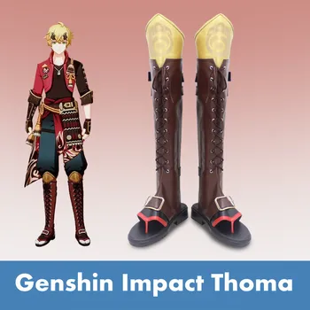 Игра Genshin Impact Thoma Косплей обувь Genshin Thoma Обувь на Хэллоуин для мужчин Косплей ботинок