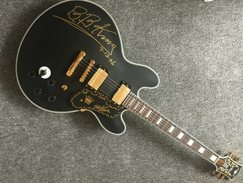Изготовленная на заказ джазовая гитара 80th anniversary B B King Lucille, матовая, черная, полуполый корпус, гитара с переключением 5 скоростей
