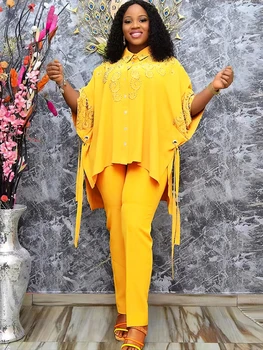 Комплекты из 2 предметов, Летняя женская одежда, топы и брюки в африканском стиле Дашики, брючные костюмы 2023 года, праздничная одежда больших размеров для леди, наряды
