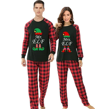 Комплекты рождественских пижам для пары Мистер и миссис ЭЛЬФ Для взрослых, Белая Пижама, комплект