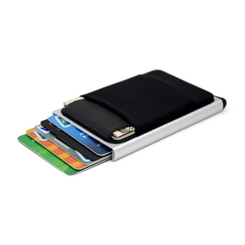 Кошелек Тонкий алюминиевый с эластичной спинкой, держатель для кредитных карт, мини-RFID-кошелек, автоматический всплывающий чехол для банковских карт