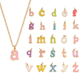 Красочное эмалированное ожерелье с буквами A-Z для женщин, персонализированное крошечное ожерелье с начальными буквами, милые, изящные девушки, женские