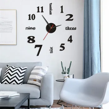 Креативные простые бесшумные настенные часы, декоративные часы для гостиной своими руками, спальни, Акриловые цифровые часы, наклейка на стену