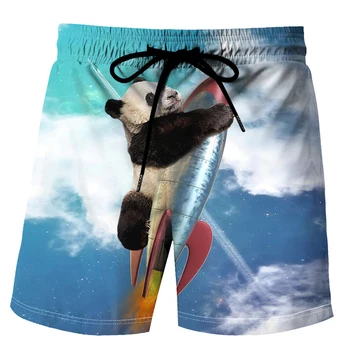 Купальники Шорты Пляжные брюки с принтом забавной панды Летние мужские шорты Быстросохнущие Спортивные плавки для отдыха на Гавайях