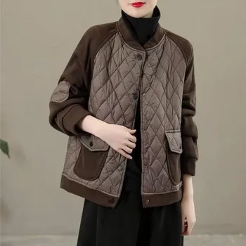 Модные осенне-зимние женские пальто в корейском стиле, пуховая хлопковая куртка, легкие теплые топы, пальто свободного покроя с длинным рукавом