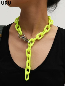 Модные ювелирные изделия Ожерелье с крупной цепочкой Популярный дизайн Индивидуальное Желтое ожерелье для женщин, подарки для леди