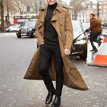 Мужская ветровка средней длины модный повседневный мужской пояс длинные куртки для мужчин тренчкот