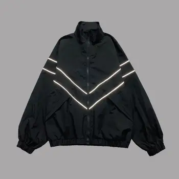 Мужская куртка 23SS High Street, Светоотражающая Тонкая Рубашка, Куртка На молнии С лацканами, Мужские и женские Топы