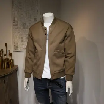 Мужская свободная куртка однотонного цвета с множеством карманов, бейсбольная куртка-бомбер на молнии, повседневные куртки, пальто на весну-осень Q623
