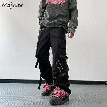 Мужские брюки-карго, тактические, с несколькими карманами, технологичная одежда, черные S-3XL, мешковатые, для подростков, Дизайнерская Крутая уличная одежда, модные брюки в американском стиле ретро