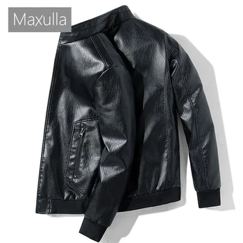 Мужские куртки Maxulla из искусственной кожи, модная мужская уличная одежда, кожаные пальто для мотоциклистов в стиле хип-хоп, повседневная кожаная куртка на молнии, мужская брендовая одежда