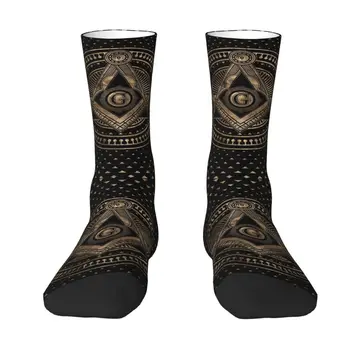 Мужские носки с символом масонства квадратом и циркулем, женские теплые модные масонские носки для экипажа