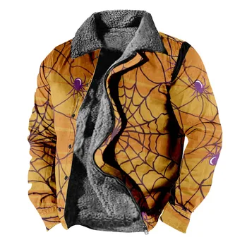 Мужское флисовое утепленное пальто с принтом на Хэллоуин, мужская повседневная модная теплая куртка Jaquetas Masculina De Inverno куртка мужская