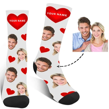 Недавно Разработанные Пользовательские Носки Для 3D-печати Red Heart, Пользовательские Носки Для Лица и Индивидуальные Подарки С Вашим Именем Для Пар, Семьи И Друзей