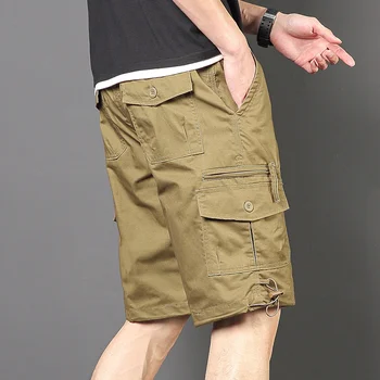 Новые летние шорты-карго большой длины, мужские повседневные хлопковые брюки-капри с несколькими карманами, бриджи, тактические военные камуфляжные шорты 5XL