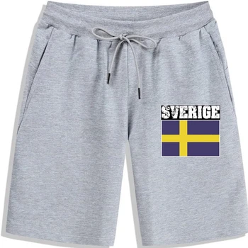 Новые мужские шорты, мужские шорты из чистого хлопка, шорты для отдыха с принтом Cybertela, выцветший флаг Швеции, мужские шорты