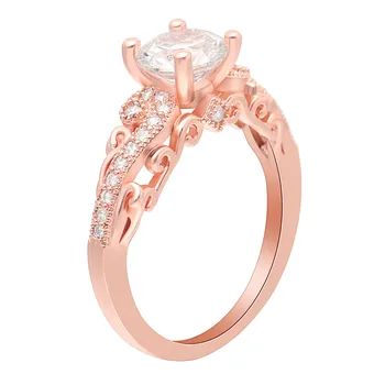 Обручальное кольцо из розового золота с цирконием, Высококачественная Простая женская мода, Подарок на День Святого Валентина, Оптовая продажа с фабрики